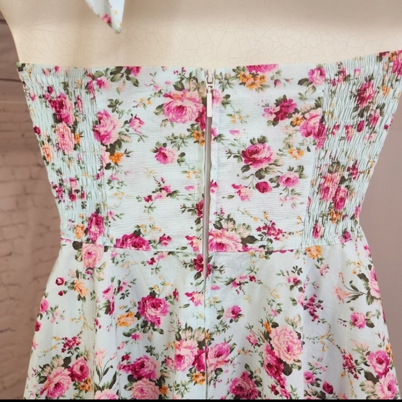 Queen of Holloway Dress Vintage Blue Floral 50s Rockabilly Pin Up Cottagecore - Picture 6 of 6